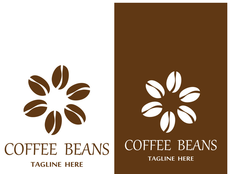 Coffee bean logo for cafe, business, label.