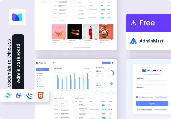 Modernize Free Tailwind Admin Dashboard Template