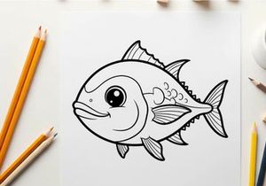 Cute smiling fish cartoon vector illustration flat design