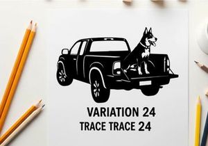 Silhouette of a dog sitting in the back of a pickup truck