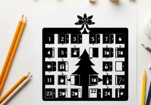 Christmas advent calendar with tree silhouette
