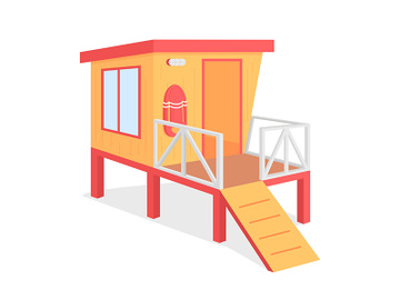 Lifeguard tower flat color vector object preview picture