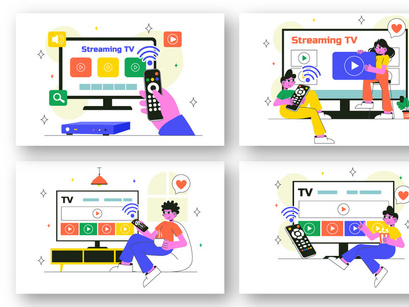 10 Online Subscription Streaming TV Illustration