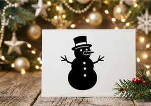 Cute Snowman Illustration with Top Hat and Carrot Nose