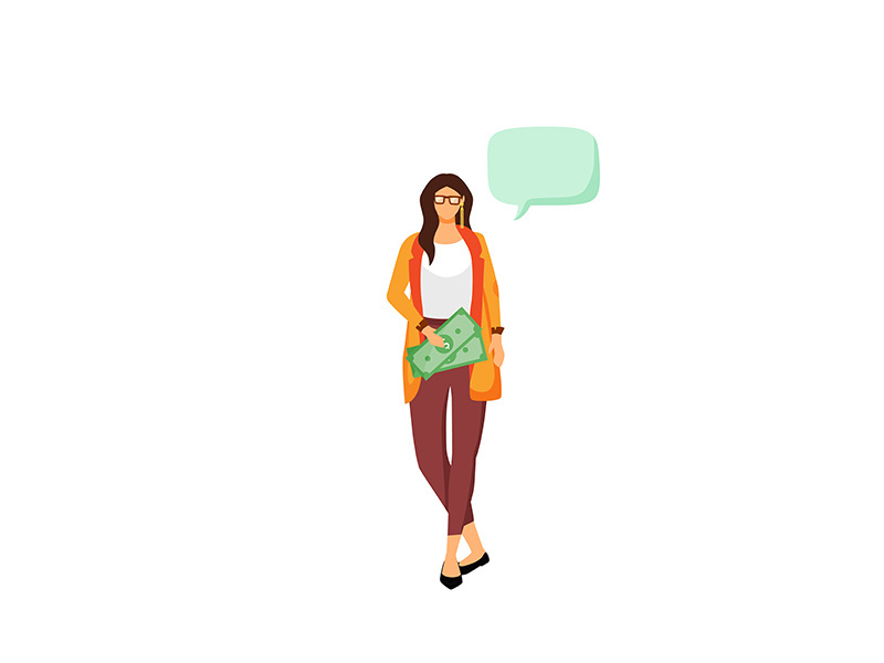 Rich woman flat color vector faceless character