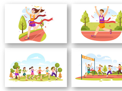 13 Marathon Race Sport Illustration