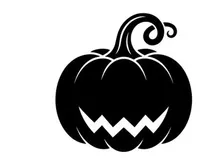 Black Halloween Pumpkin with Spooky Face for Fall Decor
