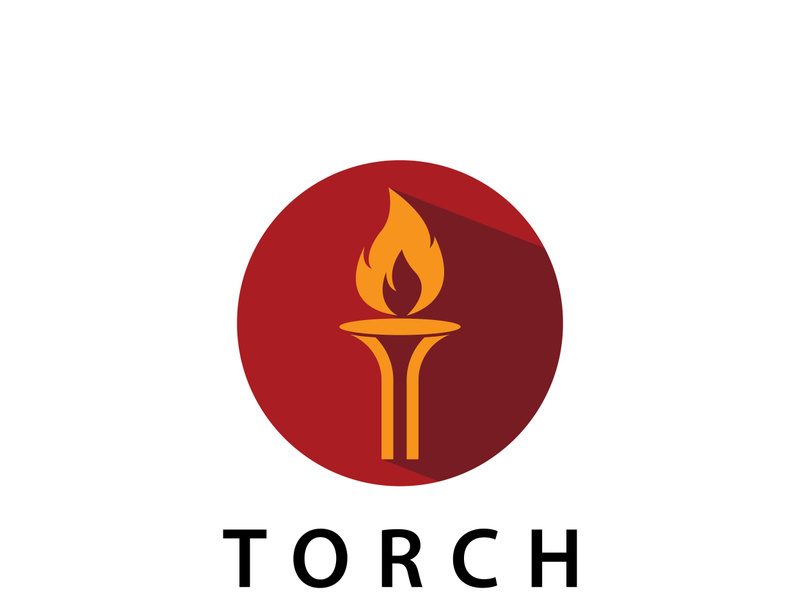 Torch fire logo icon hipster vector design template