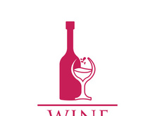 Wine bottle and glass logo design icon