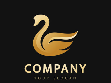 Golden swan abstract logo vector template preview picture