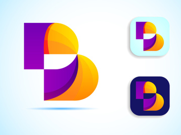 Abstract initial alphabet B logo design. Multi-color gradient letter icon vector illustration. preview picture