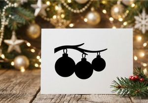 Christmas baubles silhouette hanging on a tree branch festive holiday decoration icon