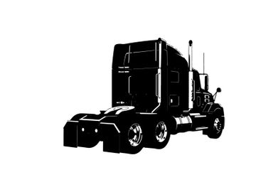 Silhouette of a large truck with a sleeper cabin silhouette preview picture