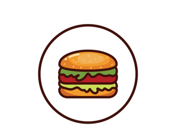 Burger logo illustration, restaurant emblem, cafe, burger and factory label, fast food, vector preview picture