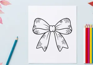 Christmas bow illustration with snowflake pattern for holiday gift wrapping and decor