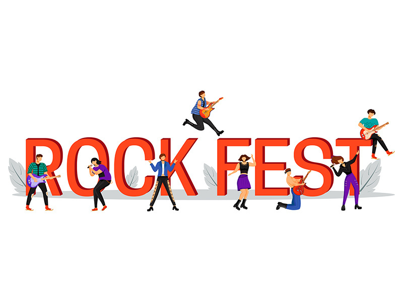 Rock fest flat color vector illustration