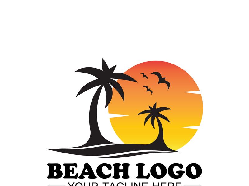 Beach logo design Vector template