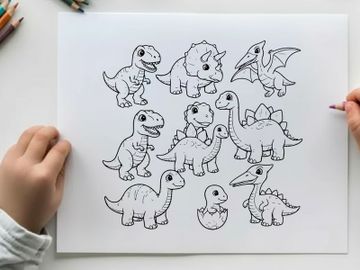 Cute cartoon dinosaurs family set vector illustration preview picture