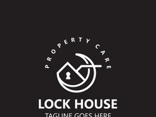 Lock House secure logo design, smart key home vector concept template