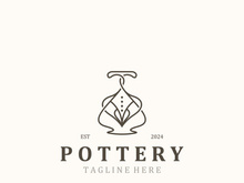 Pottery logo design handmade, creative traditional mug craft concept inspiration nature workshop