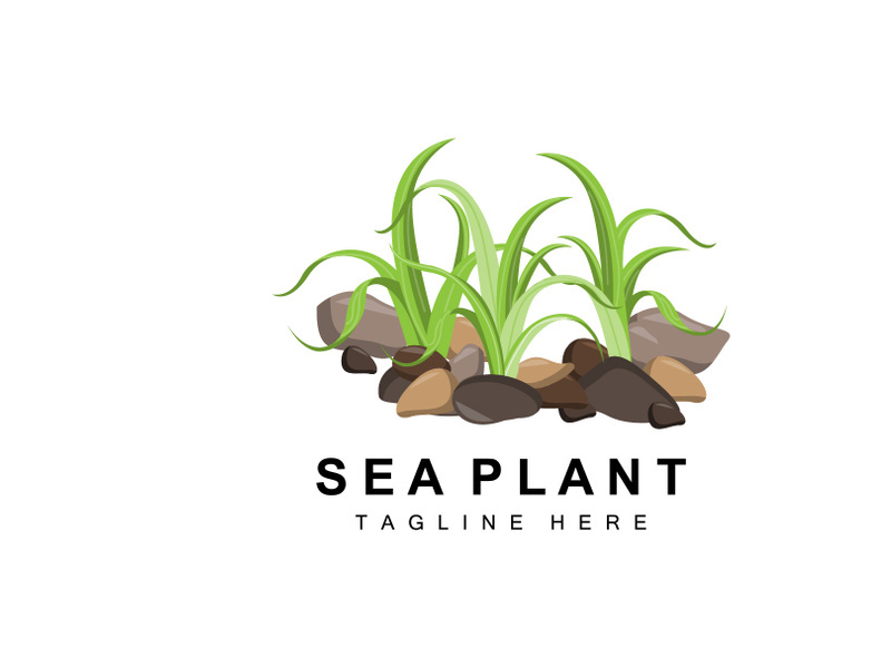 Seaweed Logo, Sea Plants Vector Design, Grocery And Nature Protection