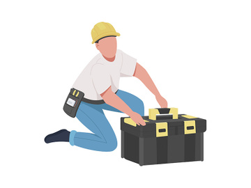 Maintenance technician semi flat color vector character preview picture
