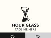 Hourglass logo ancient vintage style object design template flat vector