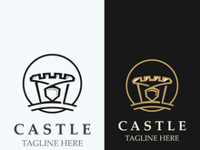 Castle kingdom logo graphic template design, Ancient castle vintage vector
