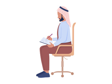 Man making notes semi flat color vector character preview picture