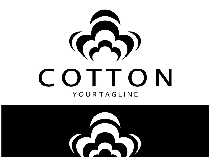 Soft natural organic cotton flower plant logo for cotton plantations, industries,business,textile,clothing and beauty,vector