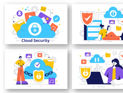 13 Digital Cloud Security Illustration