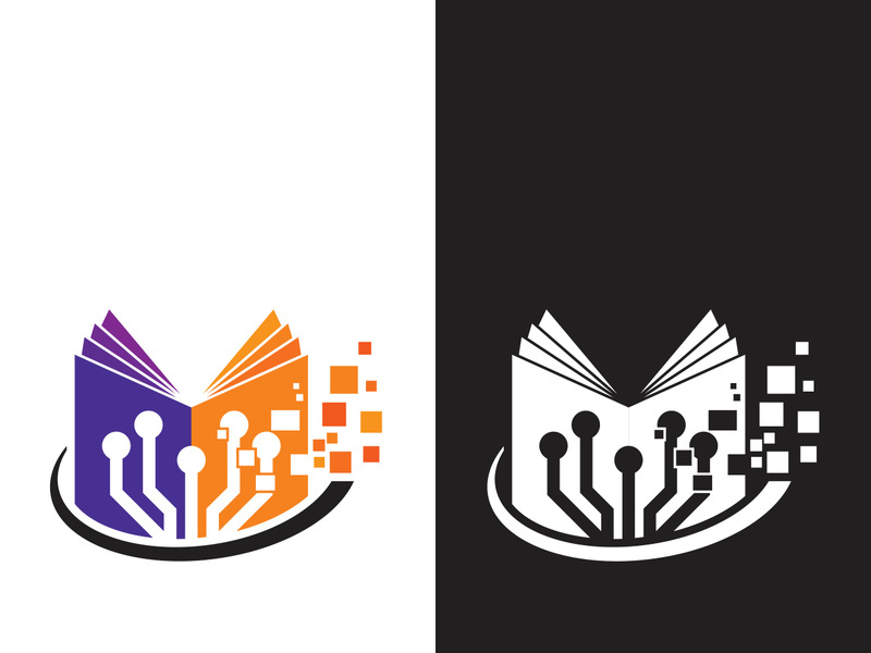 Digital book logo technology vector icon design