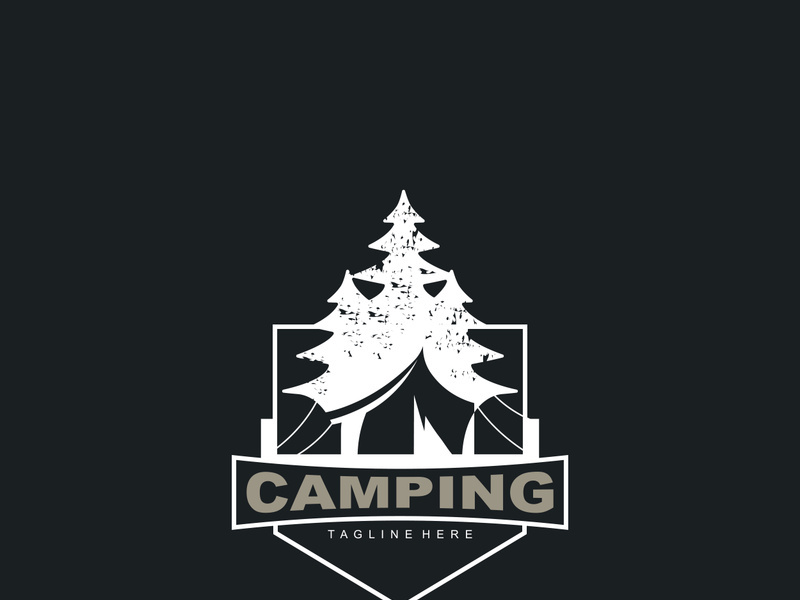 Camping tent logo Outdoor adventure vintage design emblem vector illustration