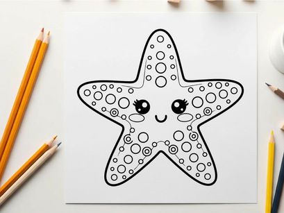 Cute cartoon starfish with polka dots vector illustration