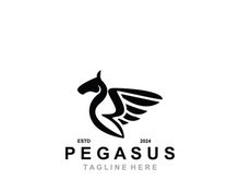 Pegasus horse Logo minimalist, Line art, Modern simple mascot, Mystic premium emblem