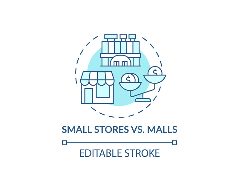 Small stores vs. malls concept icon