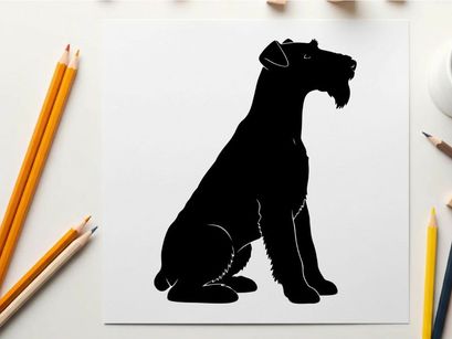 Silhouette of a sitting dog with mouth open