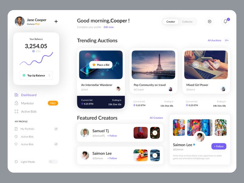 NFT Project Website Dashboard
