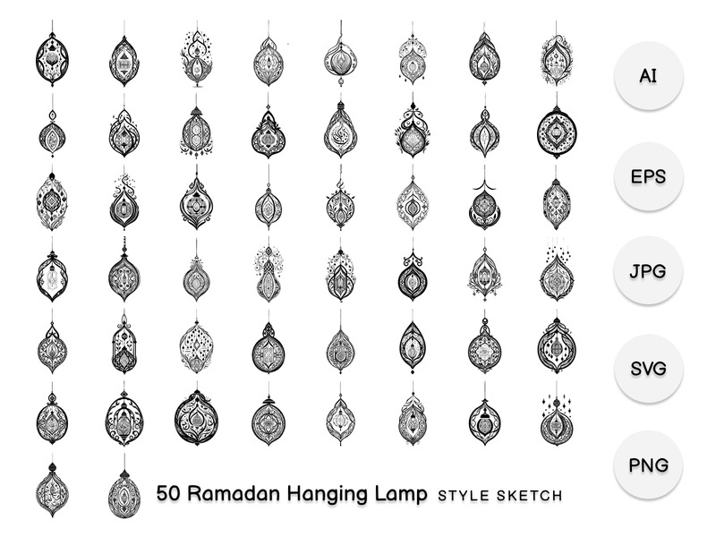Ramadan Hanging Lamp Element Draw Black