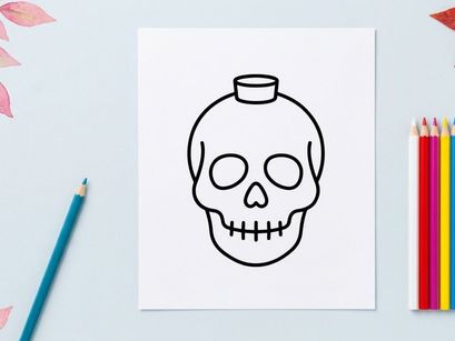 Halloween skull bottle illustration for spooky party decor. Vector cartoon jug with creepy face design for seasonal celebrations.