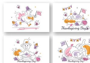 6 Thanksgiving Day Vector Illustration
