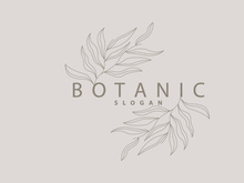 Leaf Line Logo, Beautiful Hand Drawn Design