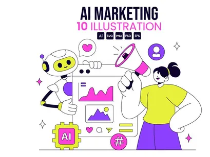10 AI Marketing Vector Illustration