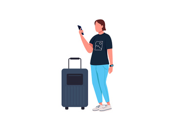 Covid traveler flat color vector faceless character preview picture