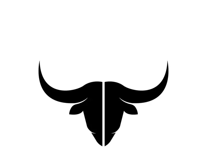 Retro vintage bull head horns logo design.