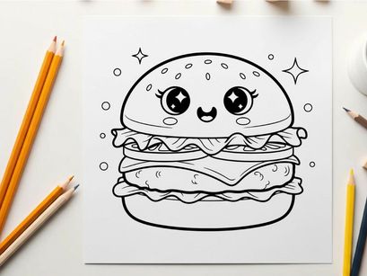 Cute burger character smiling vector illustration flat design