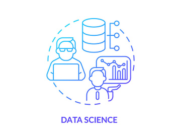 Data science blue gradient concept icon preview picture