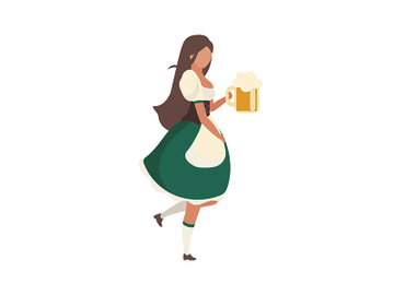 Oktoberfest beer server with glass semi flat color vector character preview picture