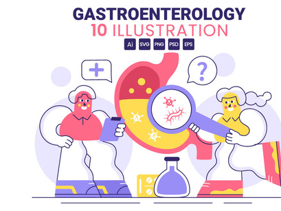 10 Stomach Health Gastroenterology Illustration