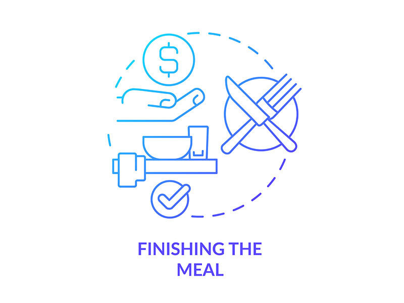 Finishing meal blue gradient concept icon